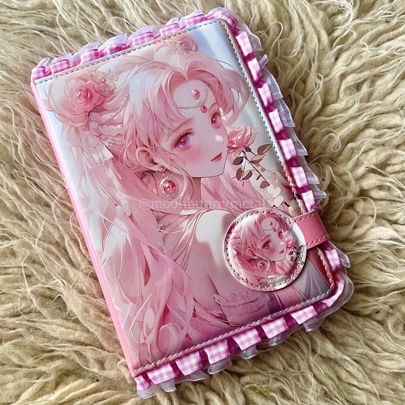 NEW Anime Notebook Colored Pages Sailor Moon Lace Fantasy Waifu Pink Journal A6 - Picture 1 of 10